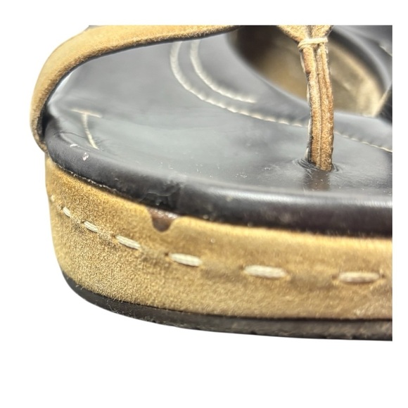 Donald Pliner Shula Wedge Sandals Beige Suede Size 7.5 Boho Contemporary - Picture 6 of 12